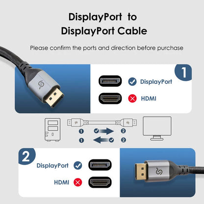 Displayport 2.0 Braided Aluminum Cable 6.6ft